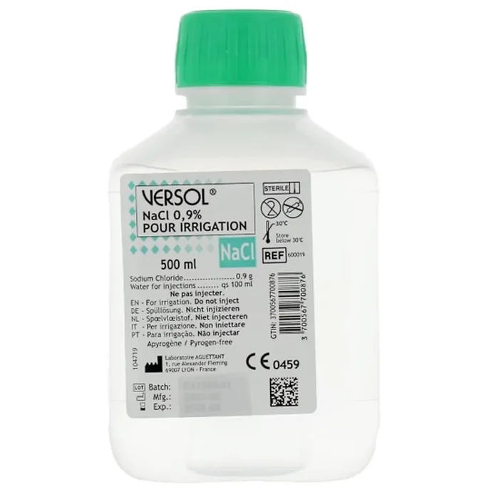 Versol NaCl 0,9% – Sérum physiologique pour irrigation – Flacon 500 ml