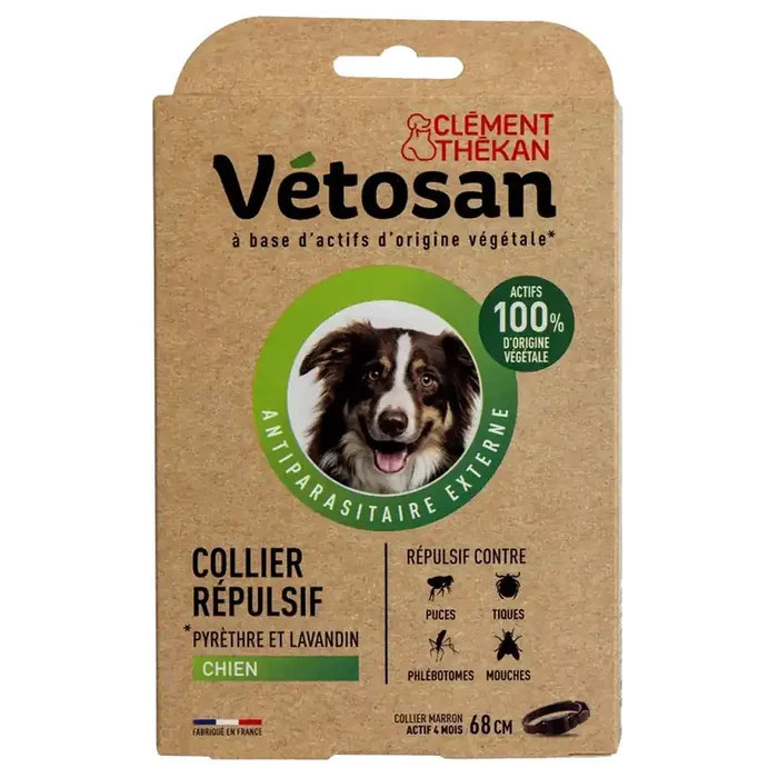 VETOSAN – Collier Répulsif – Chien – 68 cm – Puces Tique Phlébotomes Mouches