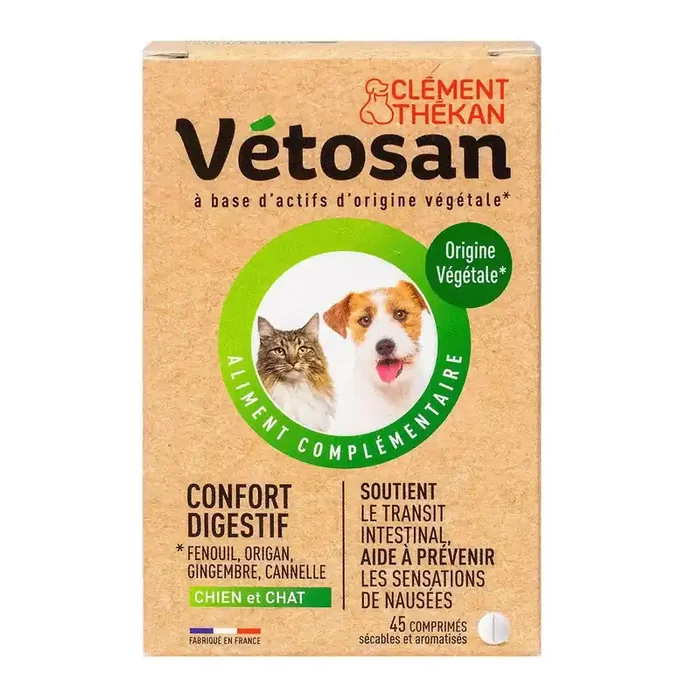 Vétosan Confort Digestif Chien et Chat – Transit intestinal Sensations nausées – 45 comprimés