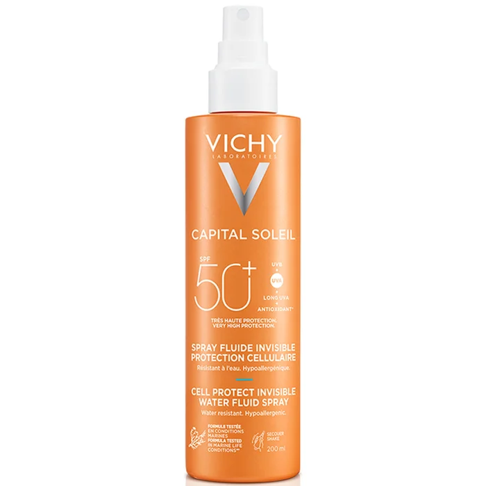Vichy Capital Soleil Spray Fluide Invisible Protection Cellulaire Très Haute Protection UVA et UVB SPF50+ 200 ml