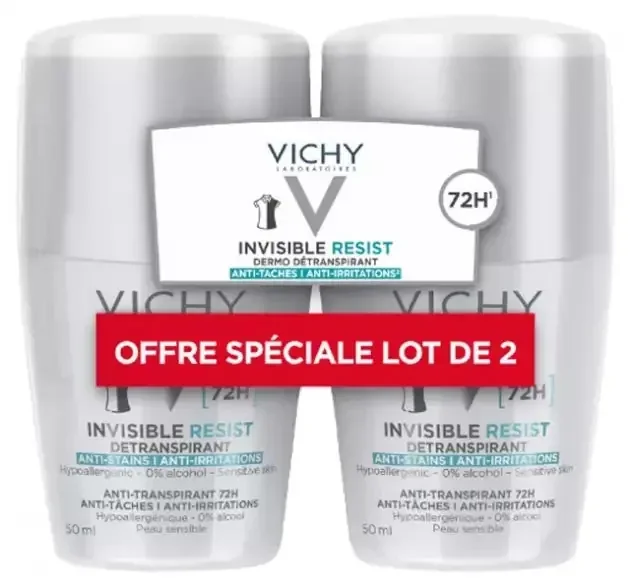 Vichy Déodorant Invisible Resist Dermo-Détranspirant 72H 2 x 50 ml