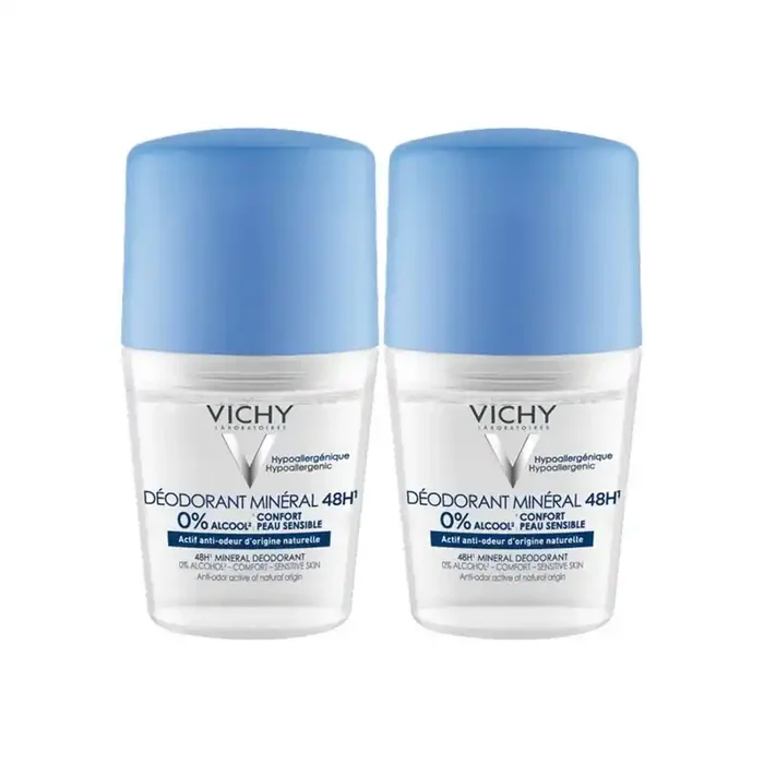 Vichy deodorant mineral 48H roll-on peau sensible 2x50ml