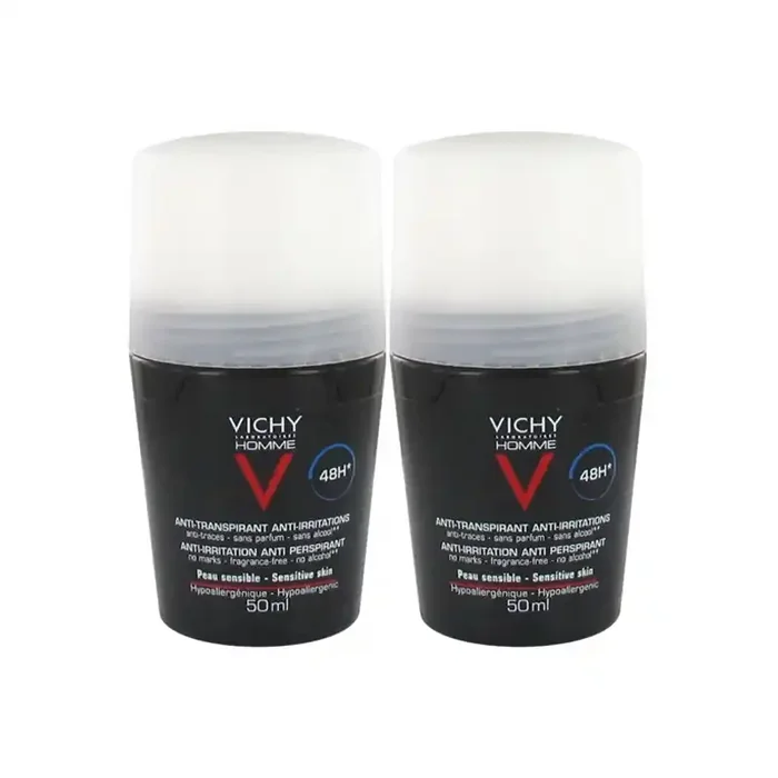 Vichy homme deodorant bille peaux sensibles 48h 2x50ml