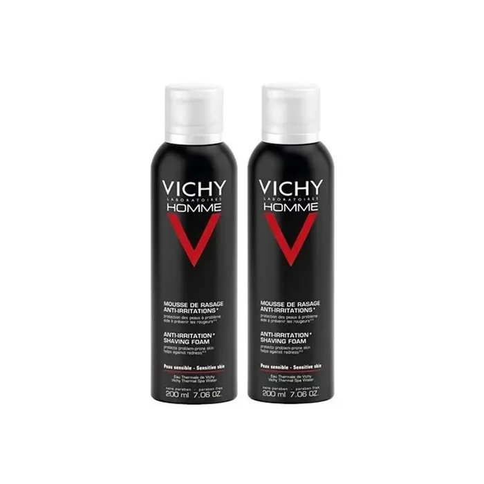 Vichy homme mousse de rasage anti-irritations 2x200ml