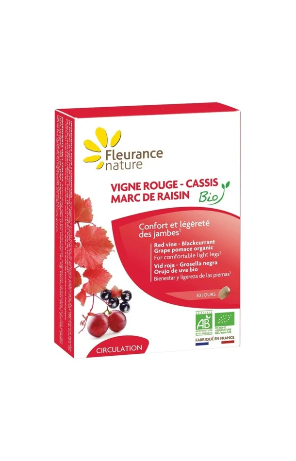 Vigne rouge cassis marc de raisin bio – Jambes légères – 1 mois