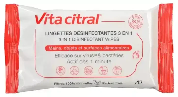 Vita Citral Lingettes Désinfectantes 3 en 1