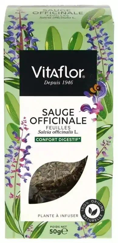 Vitaflor Plante en Vrac – Sauge Officinale Feuille – 50 g