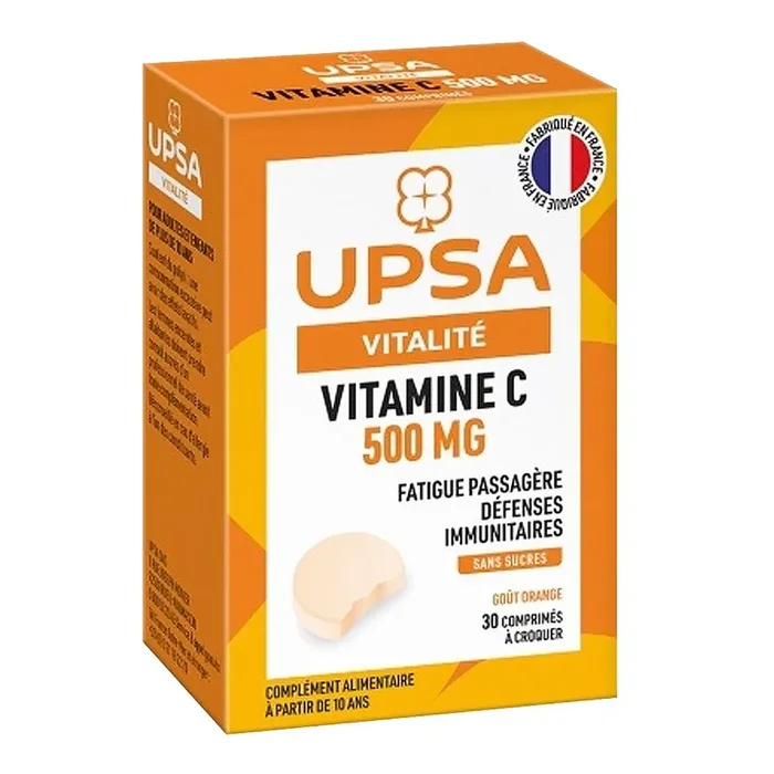 Vitalité Vitamine C 500mg – Défenses immunitaires Fatigue Passagère – 30 Comprimés à croquer