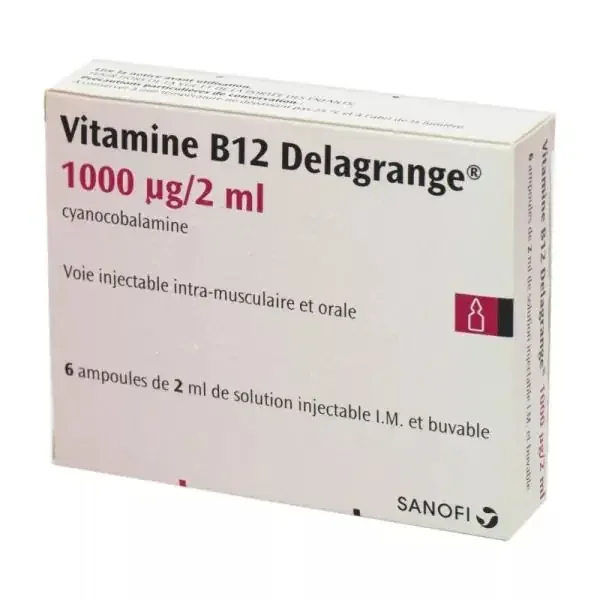 Vitamine B12 Delagrange 1000 µg/2 ml Solution injectable – 6 x 2 ml