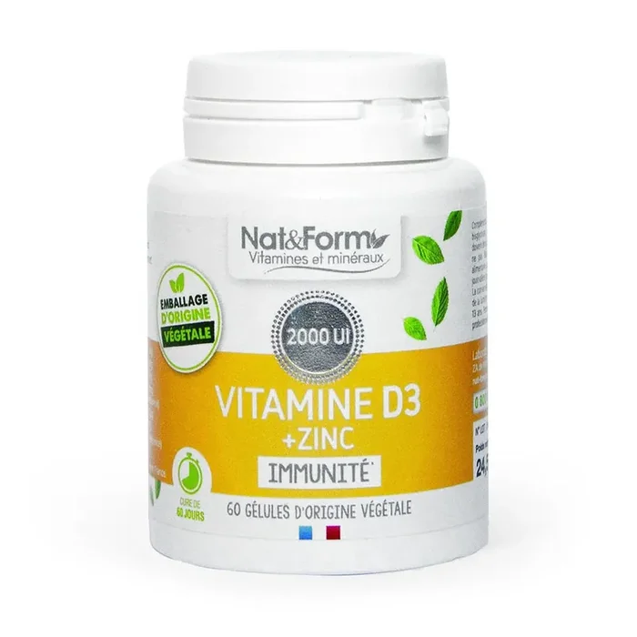 Vitamine D3 et Zinc – Système immunitaire – 60 Gélules végétales