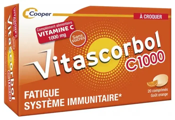 Vitascorbol C1000 à Croquer – Complément Alimentaire Vitamine C – 20 Comprimés