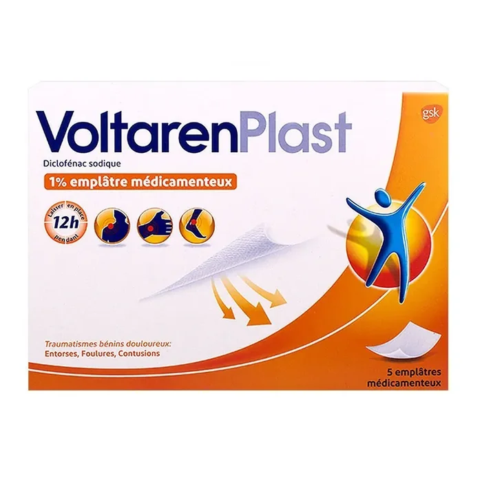 Voltarenplast 1% – Entorses Foulures Contusions – 5 emplâtres médicamenteux