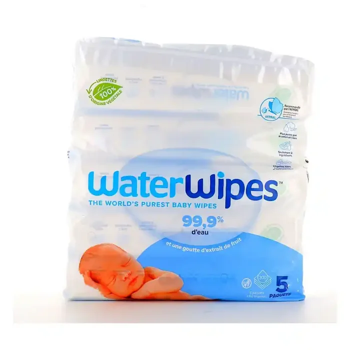 WATERWIPES LINGETTES LOT DE 5X60 LINGETTES