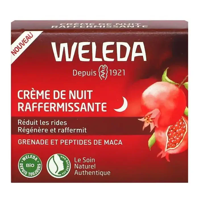 Weleda Crème Nuit Raffermissante à la Grenade et pépins de MACA, pot 40 mL