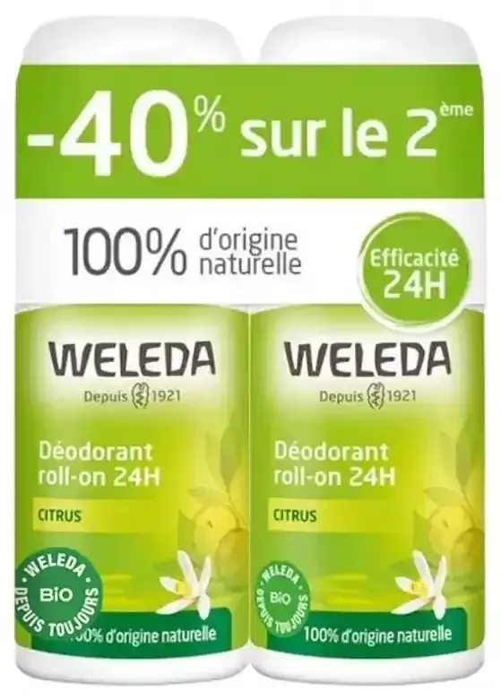 Weleda Duo Déodorant Roll-On 24H Citrus – 2 X 50 ml