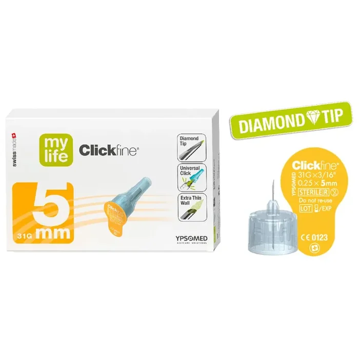 Ypsomed – Aiguilles pour Stylos Injecteurs – Clickfine Diamond Tip – 31G x 5 mm – 100 aguilles